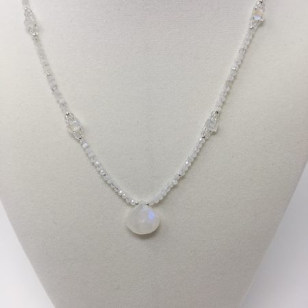 emerald cut moonstone, elegant necklace, moonstone necklace, rainbow moonstone jewelry, feminine grace