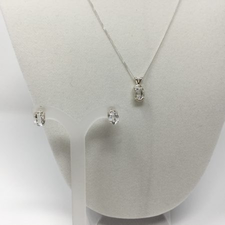 herkimer diamond, silver, necklace set, stud earrings, ascension