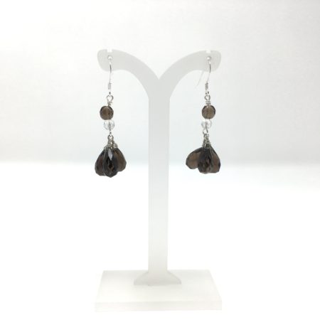 smoky quartz earrings, smoky quartz, dangling earrings, smoky quartz teardrop