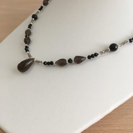 grounded and protected, crystals for grounding, mahogany obsidian, smoky quartz necklace, black tourmaline jewelry