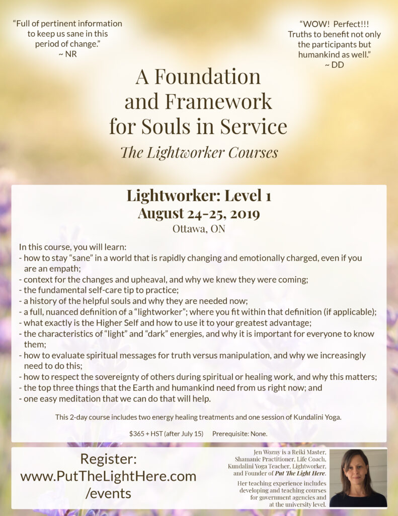 lightworker level 1, lightworker course, healing course, spiritual course, awakening course, ottawa events