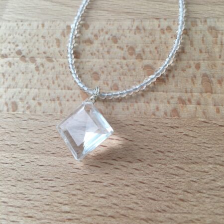 faceted crystal, quartz pendant, clear quartz pendant, faceted quartz,