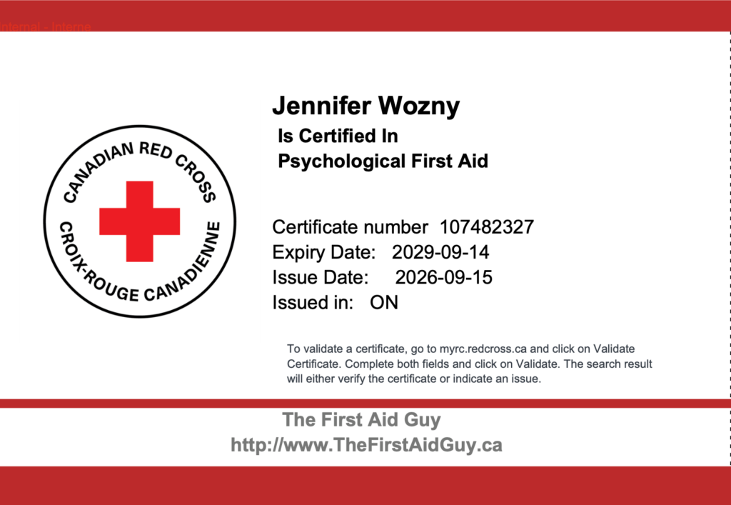 psychological first aid, psychological first aid ottawa, jen wozny